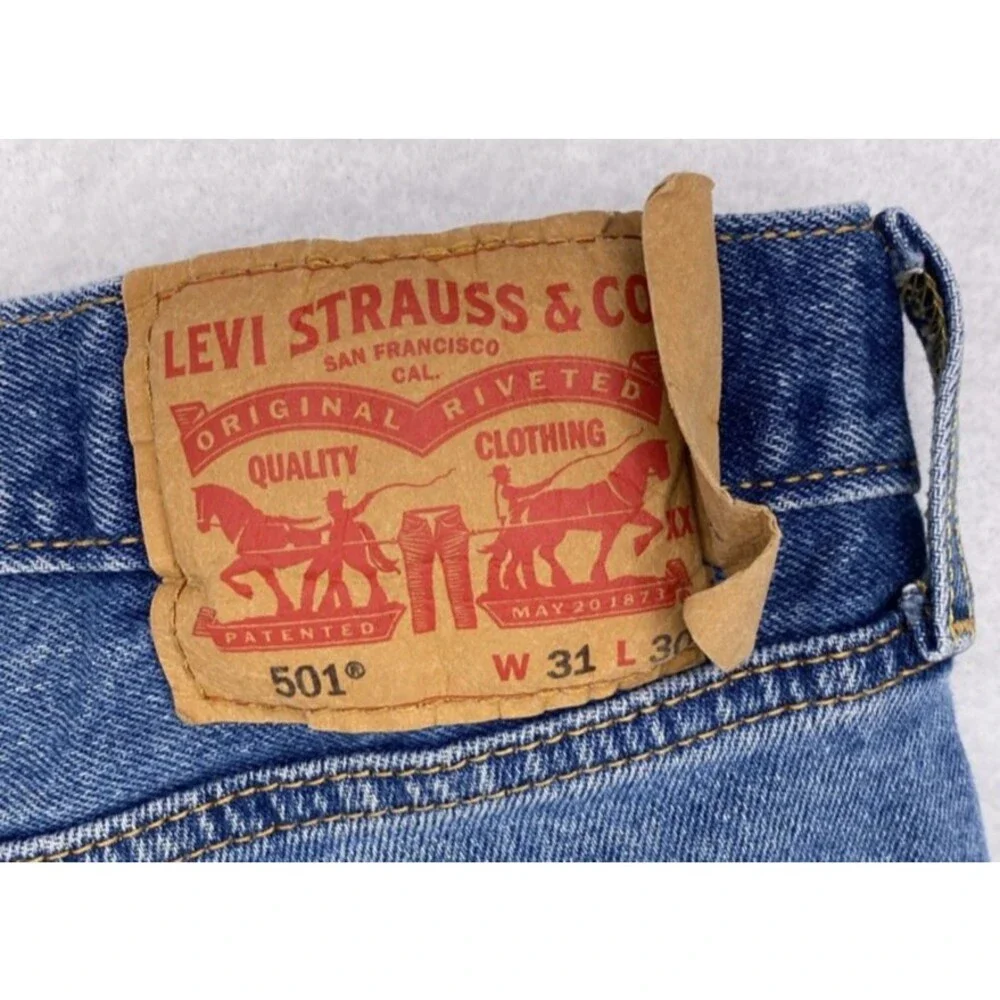 Levi's 501 Jeans Men's W31 L30 Blue Denim Button Fly Straight Leg Classic